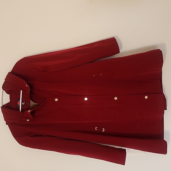 Gallery Burgundy Trench-Style Jacket for Women – Size M/P - Picture 2 of 16